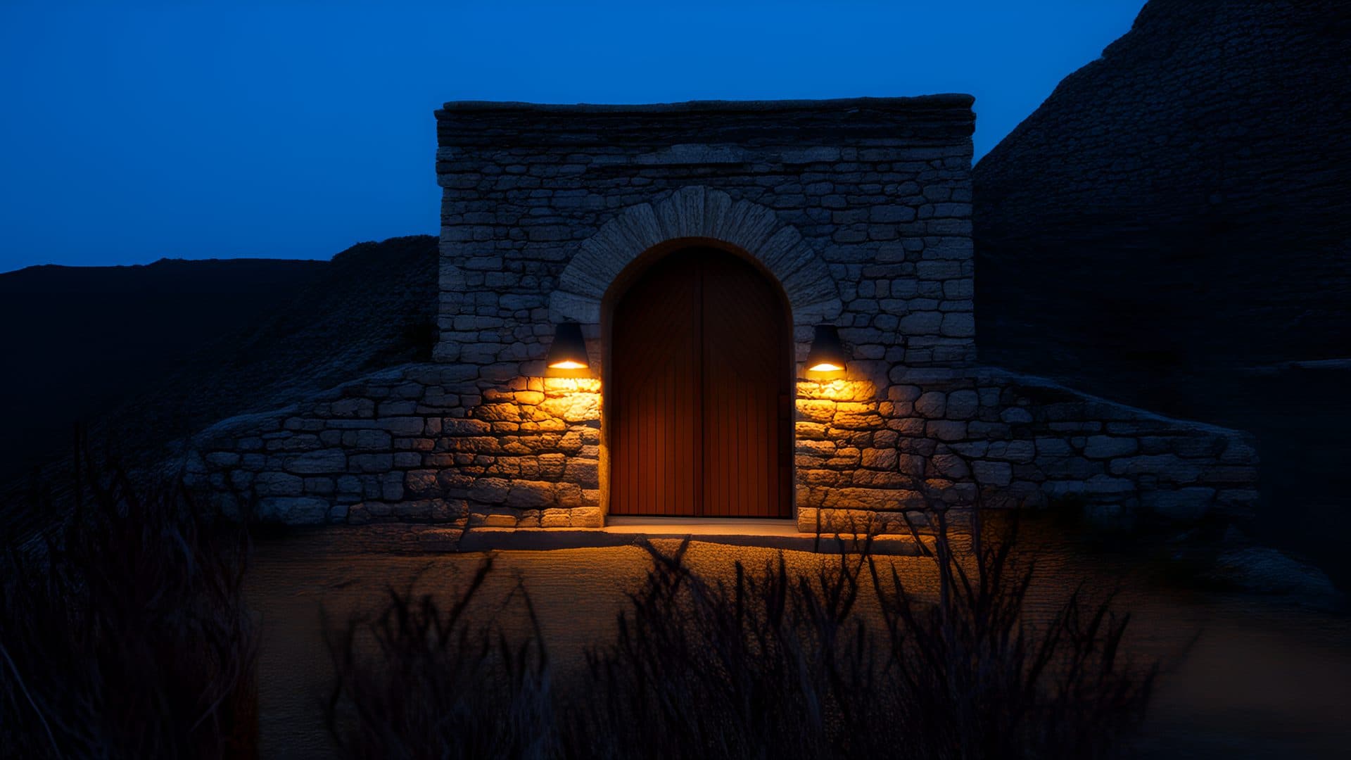 La puerta de la bodega al final del camino